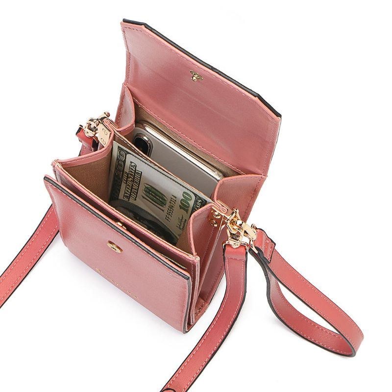 Dame Solid Flap Card Taske Telefon Taske Crossbody Taske
