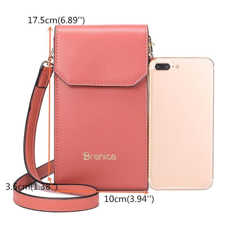 Dame Solid Flap Card Taske Telefon Taske Crossbody Taske