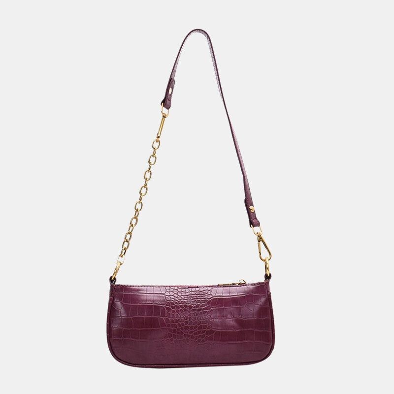 Dame Solid Krokodille Mønster Skuldertaske Crossbody Taske