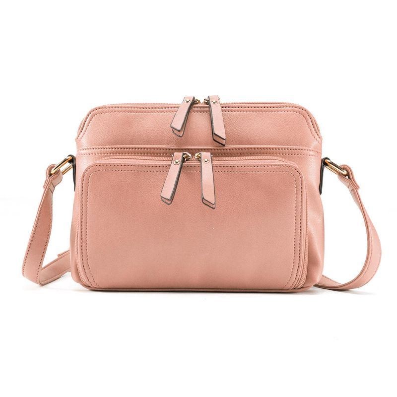 Dame Solid Multi-lommer Casual Faux Læder Crossbody Taske Skuldertaske Håndtaske