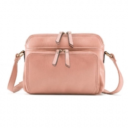 Dame Solid Multi-lommer Casual Faux Læder Crossbody Taske Skuldertaske Håndtaske