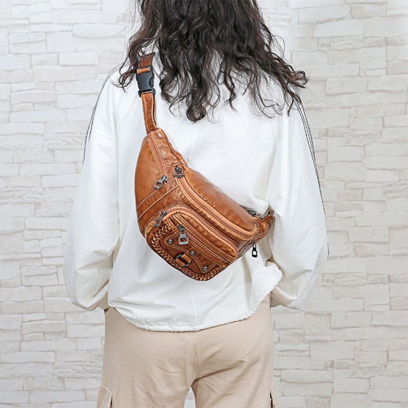 Dame Solid Nitte Vintage Crossbody Taske Brysttaske Skuldertaske