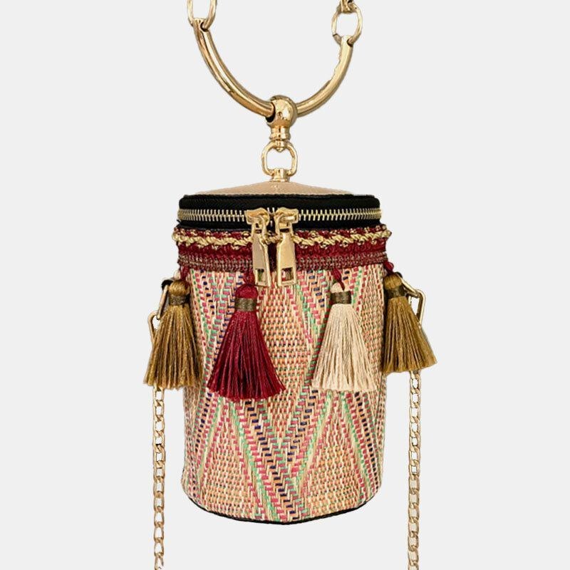 Dame Sommer Kvast Kæder Halm Håndtaske Crossbody Taske Skuldertaske