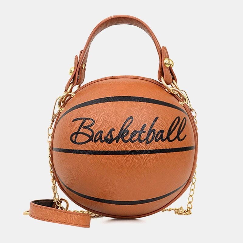 Dame Unikt Design Basketball Fodbold Look Mini Rund Taske Hangbag Mode Justerbar Skuldertaske Cross Body Taske