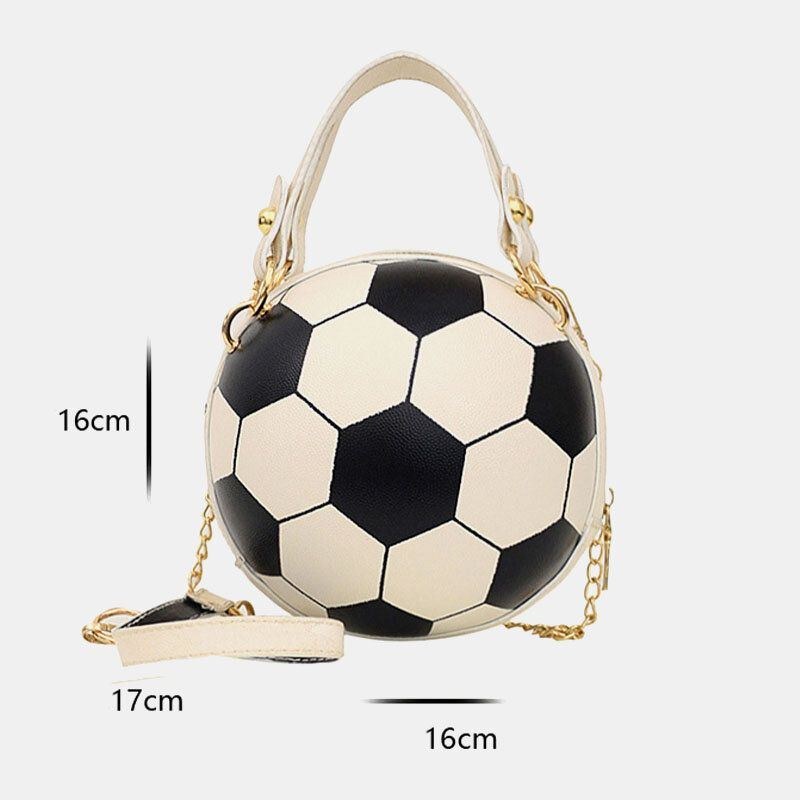 Dame Unikt Design Basketball Fodbold Look Mini Rund Taske Hangbag Mode Justerbar Skuldertaske Cross Body Taske