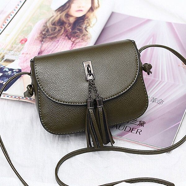 Dame Vintage Solid Tassel Crossbody Taske Leisure Skuldertaske