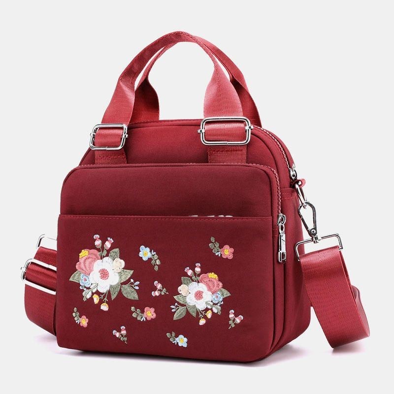 Damer Letvægts Vandtæt Blomsterbroderet Crossbody-taske Skuldertaske