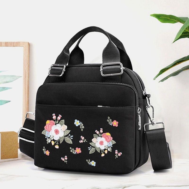 Damer Letvægts Vandtæt Blomsterbroderet Crossbody-taske Skuldertaske