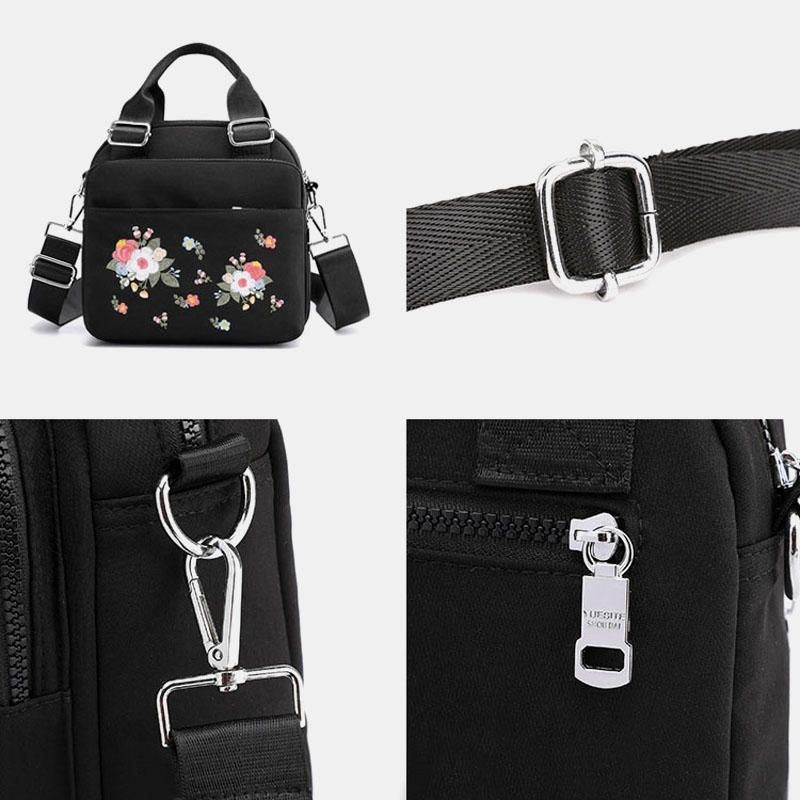 Damer Letvægts Vandtæt Blomsterbroderet Crossbody-taske Skuldertaske