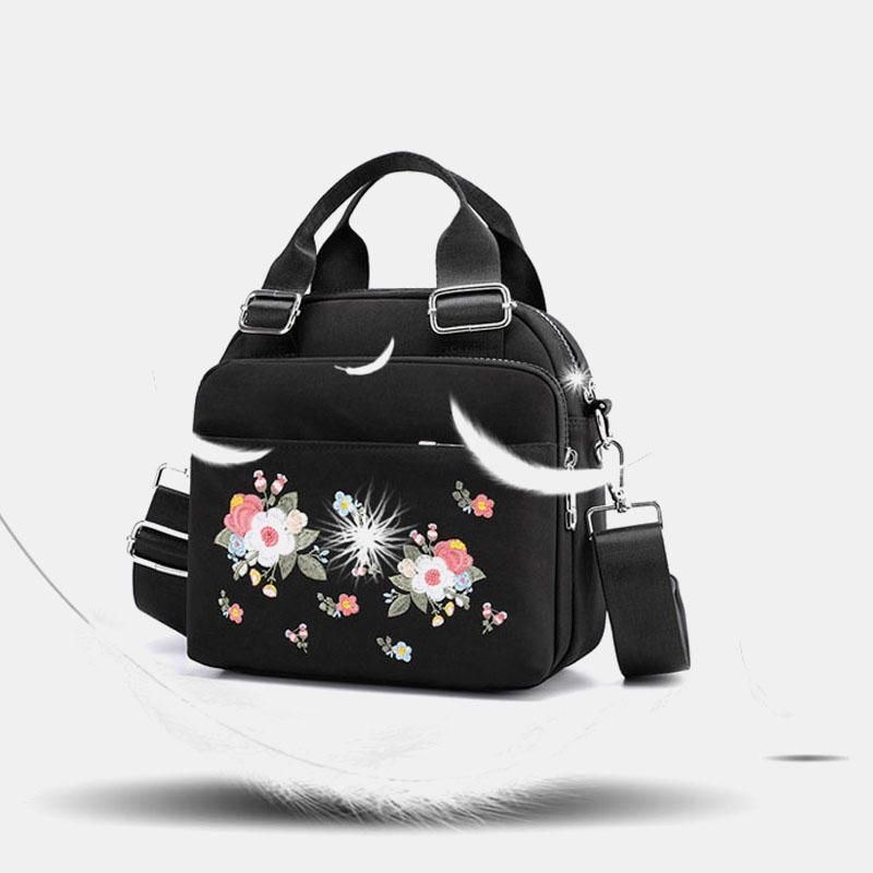 Damer Letvægts Vandtæt Blomsterbroderet Crossbody-taske Skuldertaske