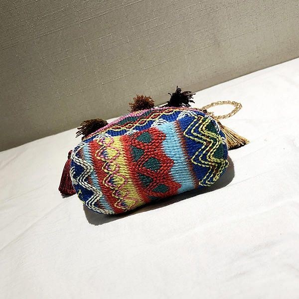 Kvinde Vævningskvast National Crossbody Taske Chic Bucket Bag