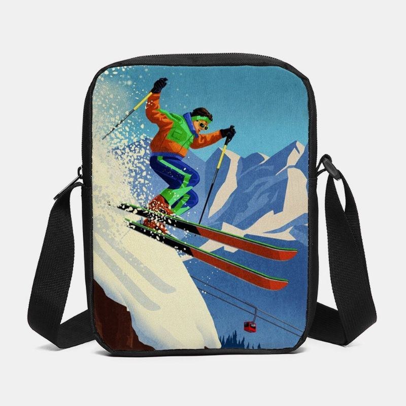 Kvinders Vinter 2022 Casual Skiløb Udskrivning Vandtæt Crossbody Taske