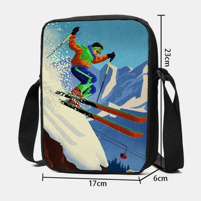 Kvinders Vinter 2022 Casual Skiløb Udskrivning Vandtæt Crossbody Taske