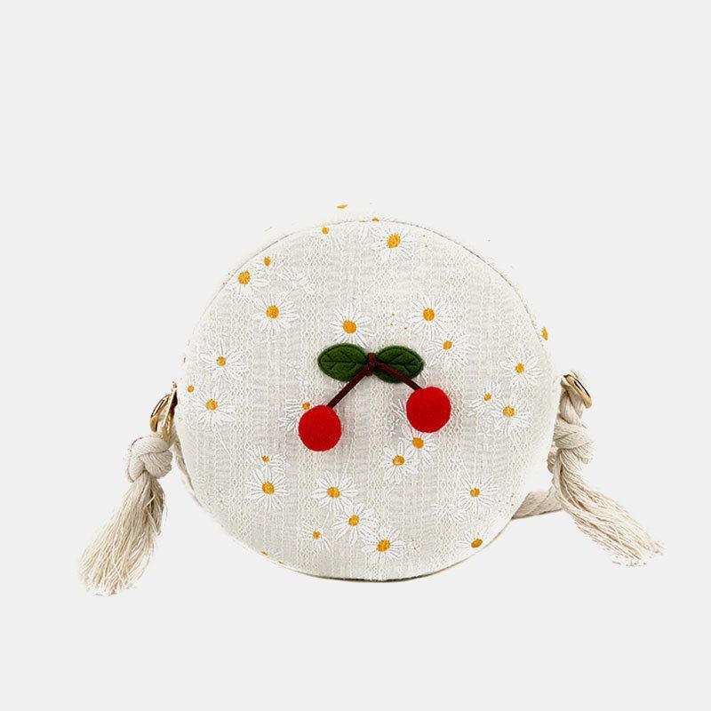 Sommer Kirsebær Prikket Rund Strå Crossbody Taske Skuldertaske Til Kvinder
