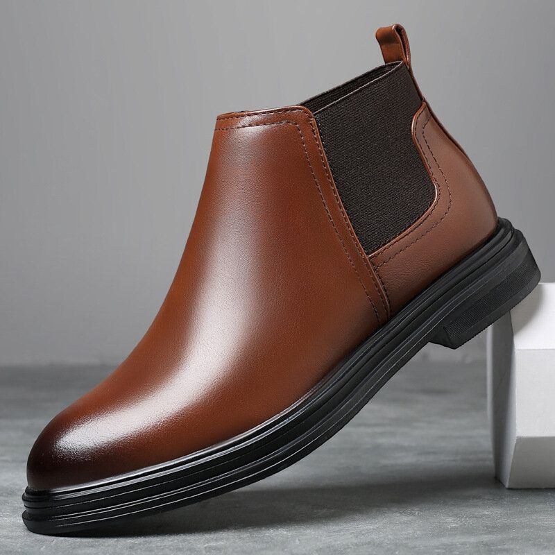 Herre Åndbar Spids Tå Blød Sål Komfortabel Slip On Casual Chelsea-støvler