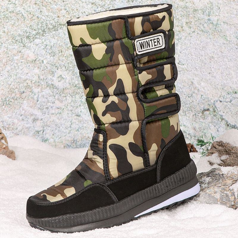 Herre High-density Oxford Cloth Vandtæt Skridsikker Rusland Thicken Plus Velvet Warmth Mid-tube Northeast Snow Boots
