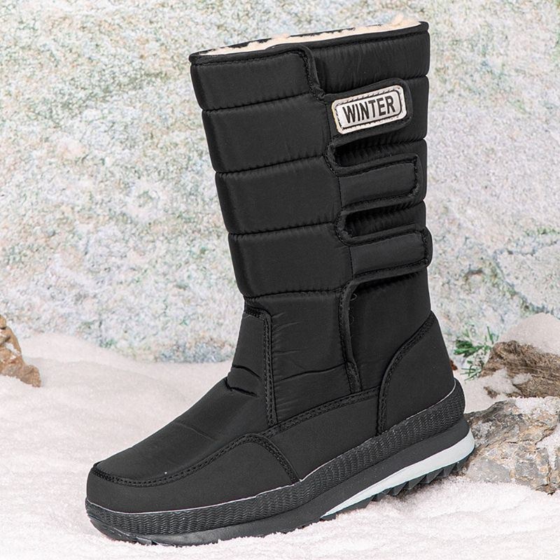 Herre High-density Oxford Cloth Vandtæt Skridsikker Rusland Thicken Plus Velvet Warmth Mid-tube Northeast Snow Boots