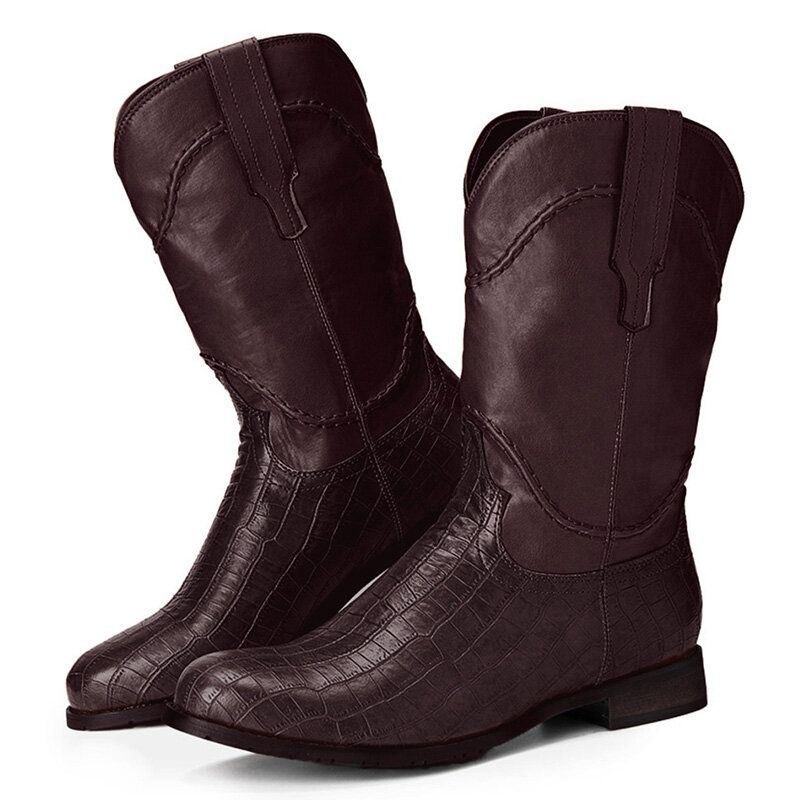 Herre Krokodillesplejsning Skridsikker Retro Casual Slip On Boots