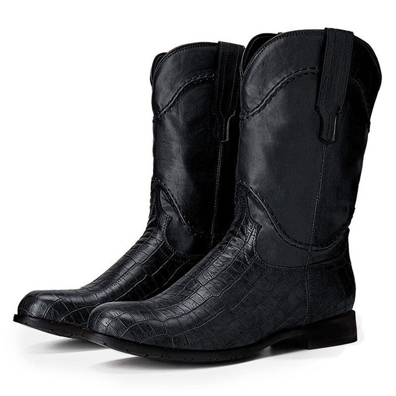 Herre Krokodillesplejsning Skridsikker Retro Casual Slip On Boots