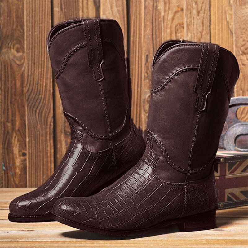 Herre Krokodillesplejsning Skridsikker Retro Casual Slip On Boots