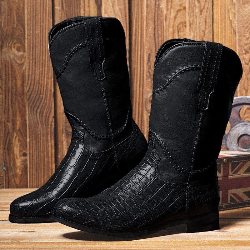 Herre Krokodillesplejsning Skridsikker Retro Casual Slip On Boots