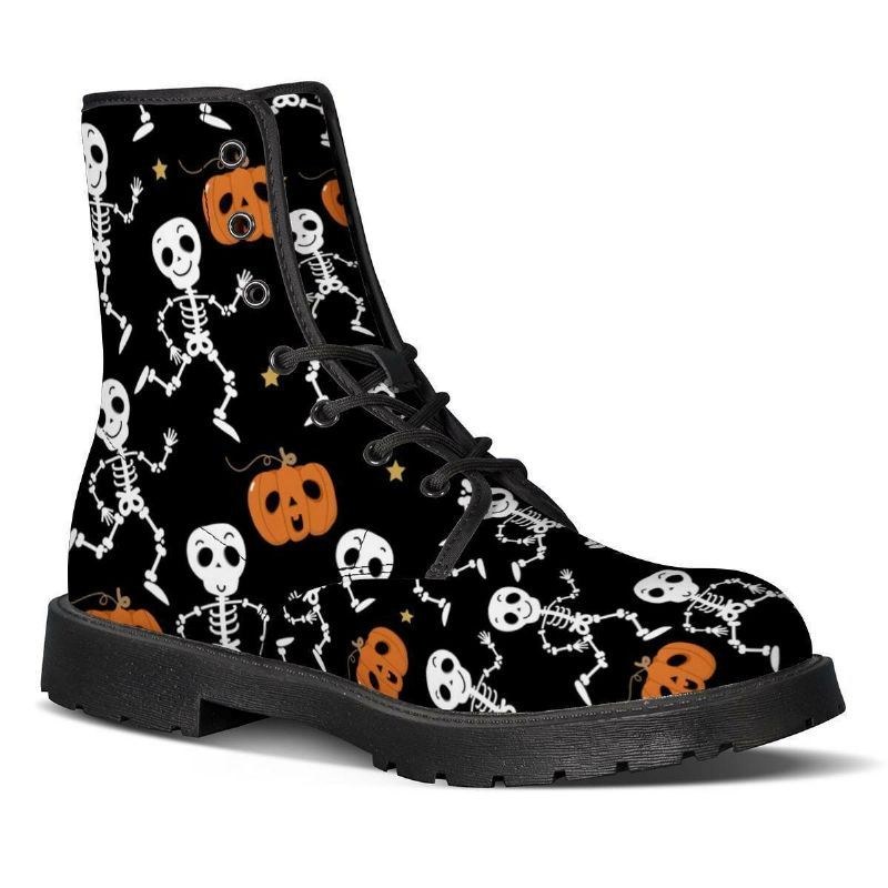 Herre Læder Blød Sål Halloween Skørt Tryk Skridsikker Rund Tå Casual Martin Støvler
