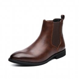 Herre Læder Med Spids Tå Blød Sål Trendy Slip On Casual Chelsea-støvler
