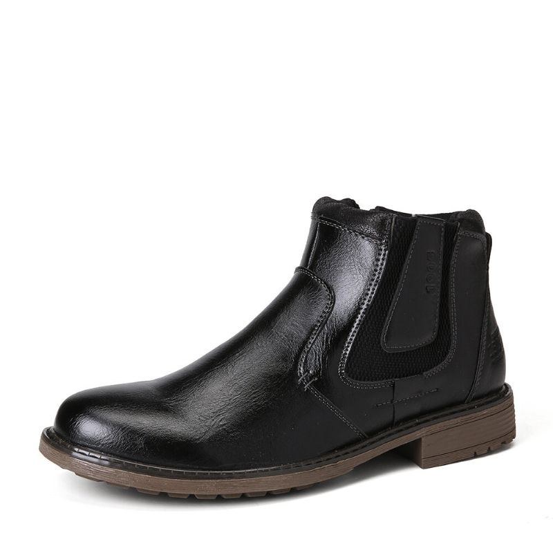 Herre Pure Color Vintage Sidelynlås Casual Chelsea Ankelstøvler