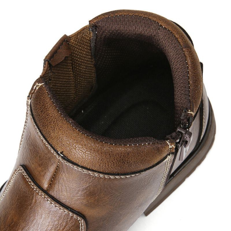 Herre Pure Color Vintage Sidelynlås Casual Chelsea Ankelstøvler