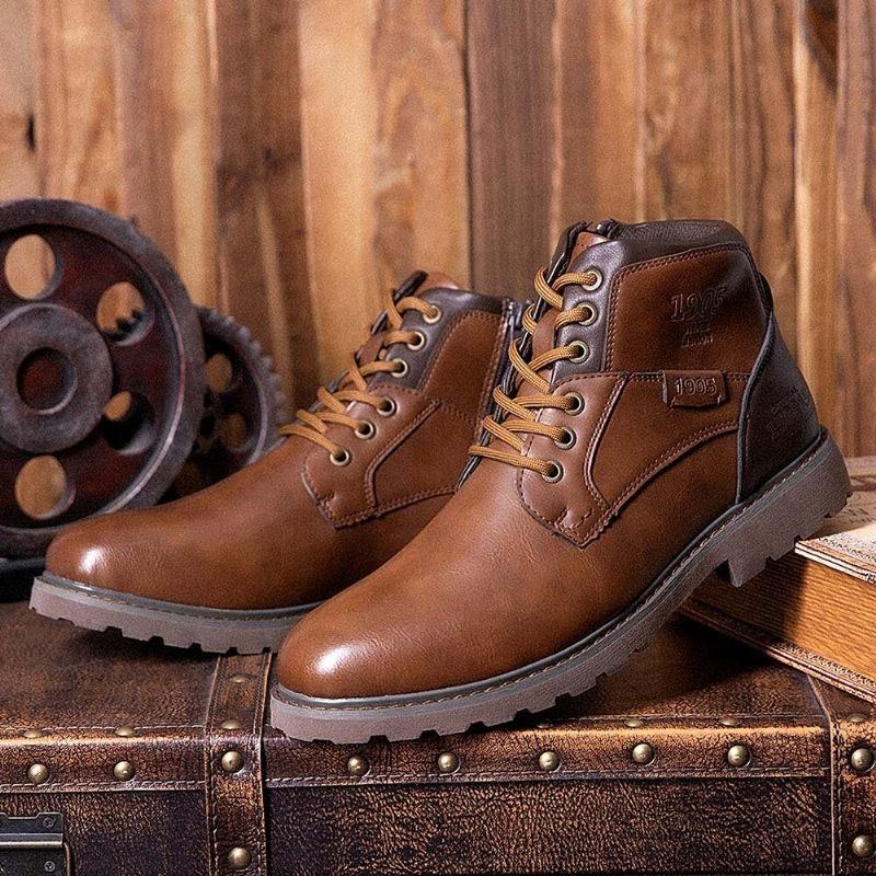 Herre Retro Britisk Stil High-top Skridsikre Martin-støvler Med Sidelynlås