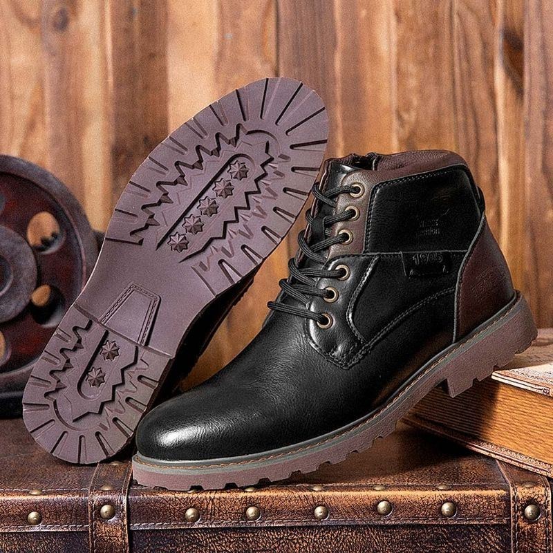 Herre Retro Britisk Stil High-top Skridsikre Martin-støvler Med Sidelynlås