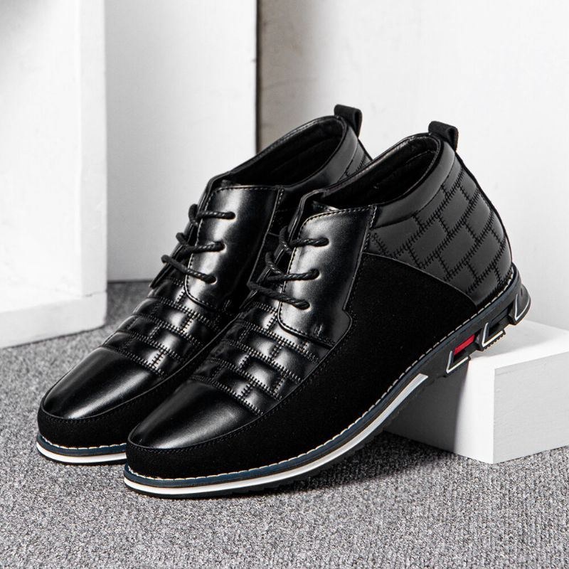 Herre Rund Tå Behagelig Blød Sål Snørebånd Business Casual Læderankelstøvler