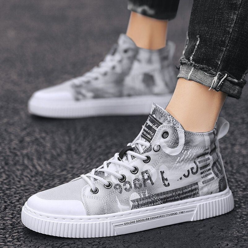 Herre Rundt Brevtrykt Sneakers Sneakers Casual Board Støvler