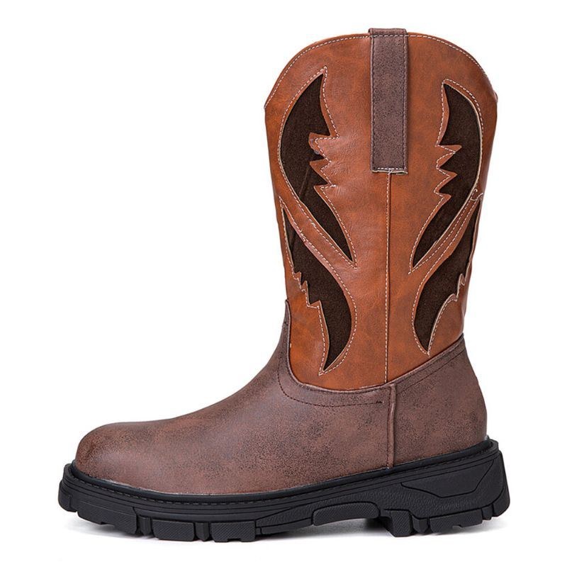 Herre Vintage Skridsikker Mid-tube Slip-on Cowboy Boot