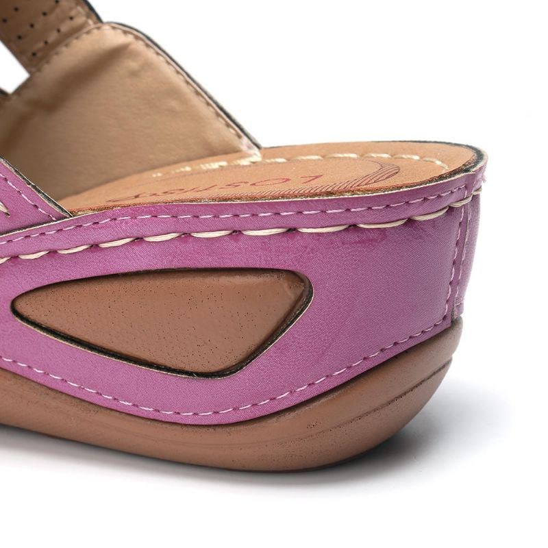 Dame Casual Cross Bælte Hule Farve Stitching Hjemmesko
