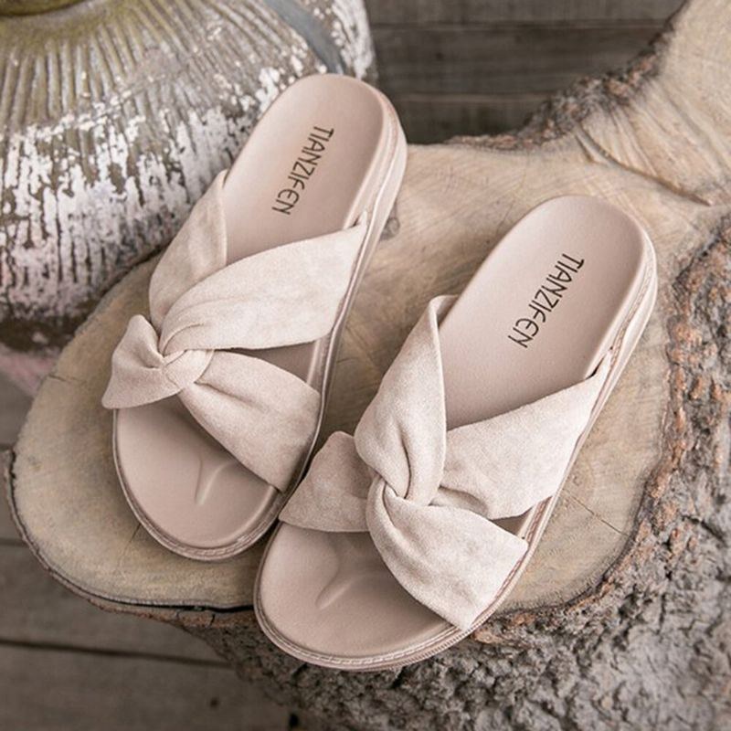 Dame Cross Strap Open Toe Comfy Home Sko Hjemmesko