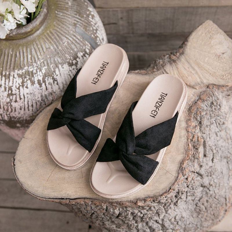 Dame Cross Strap Open Toe Comfy Home Sko Hjemmesko