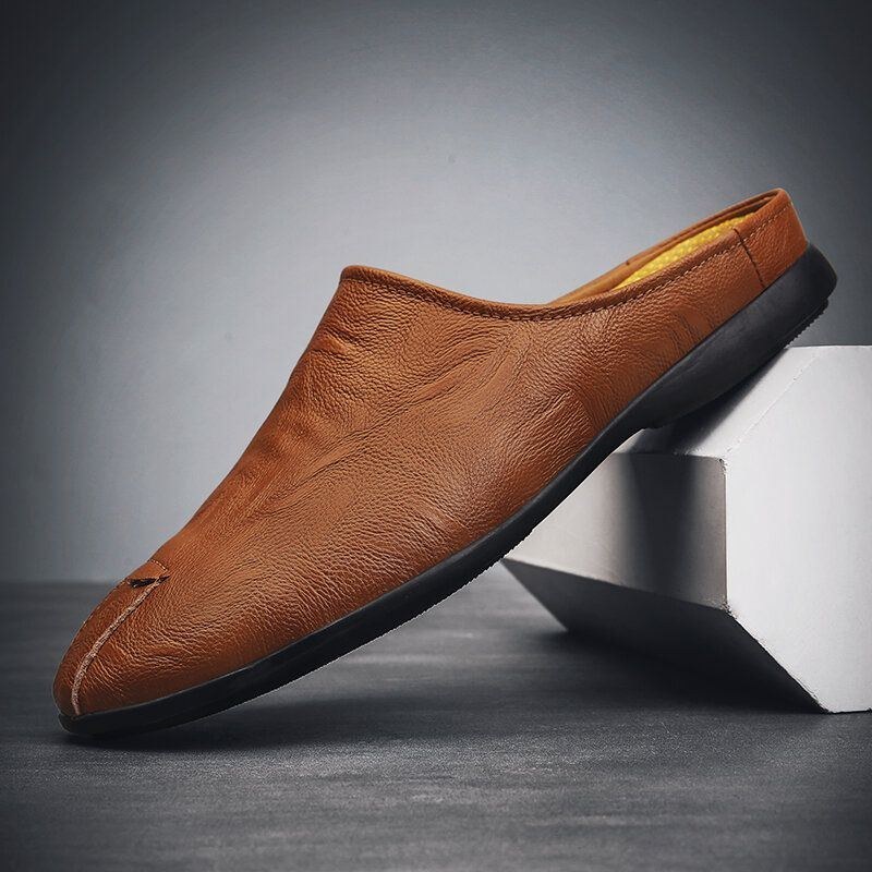 Herre Microfiber Læder Blød Sål Skridsikre Klassiske Solid Closed Toe Casual Hjemmesko