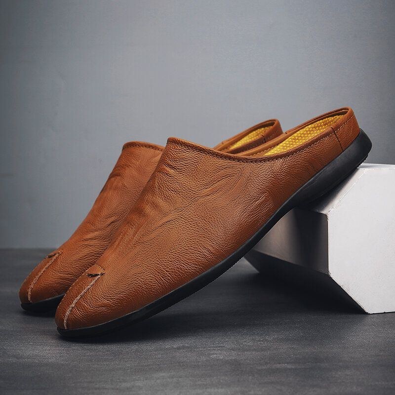 Herre Microfiber Læder Blød Sål Skridsikre Klassiske Solid Closed Toe Casual Hjemmesko