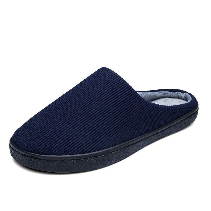Herre Pure Color Rund Toe Skridsikre Varme Slip-on Hjemmesko I Bomuld