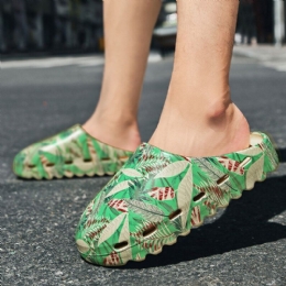 Herre Pvc Coconut Tree Print Blød Tyk Sål Skridsikker Behagelig Åndbar Sommer Casual Hjemmesko Hjemmesko