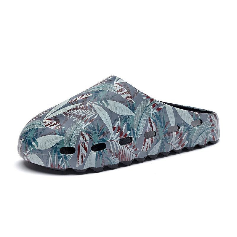 Herre Pvc Coconut Tree Print Blød Tyk Sål Skridsikker Behagelig Åndbar Sommer Casual Hjemmesko Hjemmesko