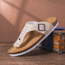 Mænd Åndbar Skridsikker Vævet Strandflip-flops Med Klippede Tå-tøfler