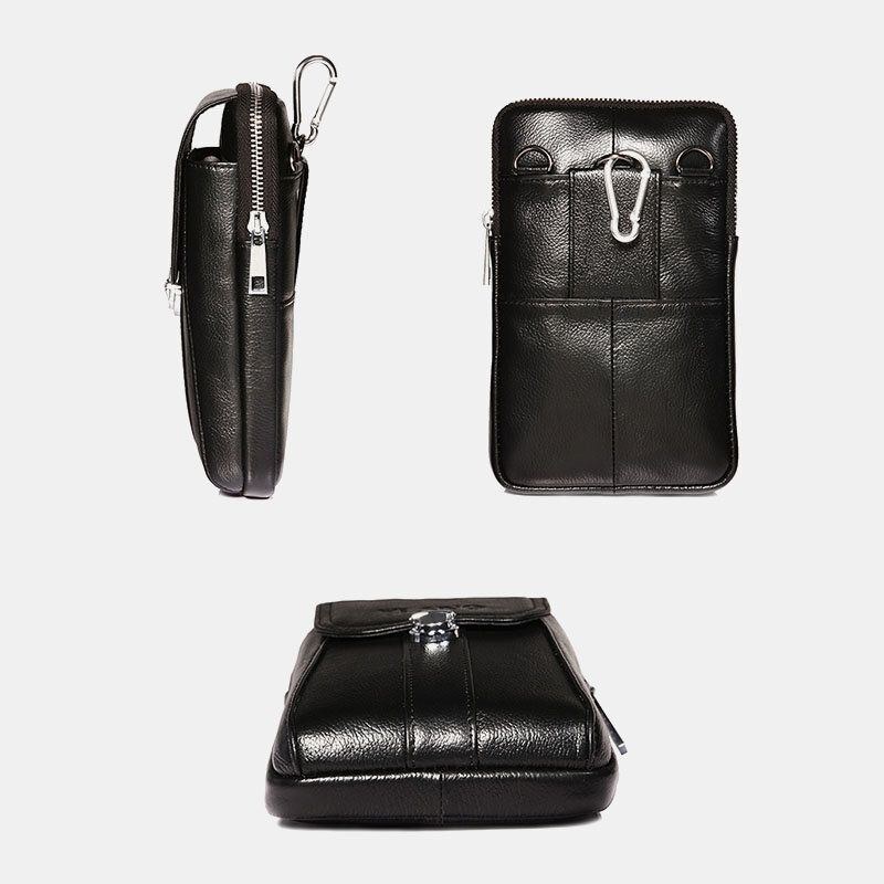 Herre Ægte Læder 7 Tommer Retro Telefontaske Taljetaske Bæltetaske Crossbody-taske Sling Bag
