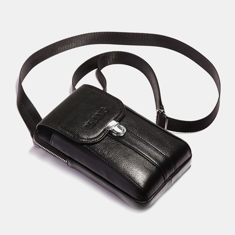 Herre Ægte Læder 7 Tommer Retro Telefontaske Taljetaske Bæltetaske Crossbody-taske Sling Bag