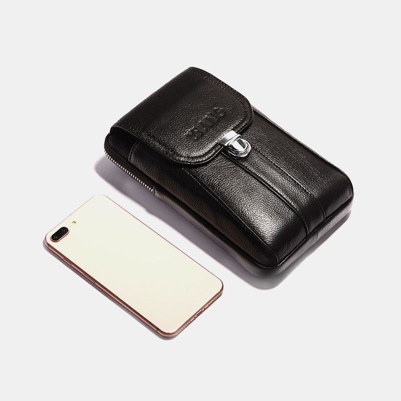 Herre Ægte Læder 7 Tommer Retro Telefontaske Taljetaske Bæltetaske Crossbody-taske Sling Bag