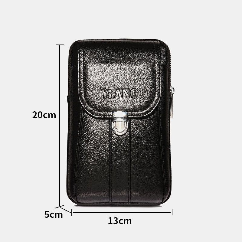 Herre Ægte Læder 7 Tommer Retro Telefontaske Taljetaske Bæltetaske Crossbody-taske Sling Bag