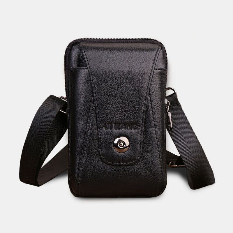 Herre Ægte Læder Bæltetaske Crossbody Taske 6 Tommer Telefontaske Taljetaske Bæltetaske