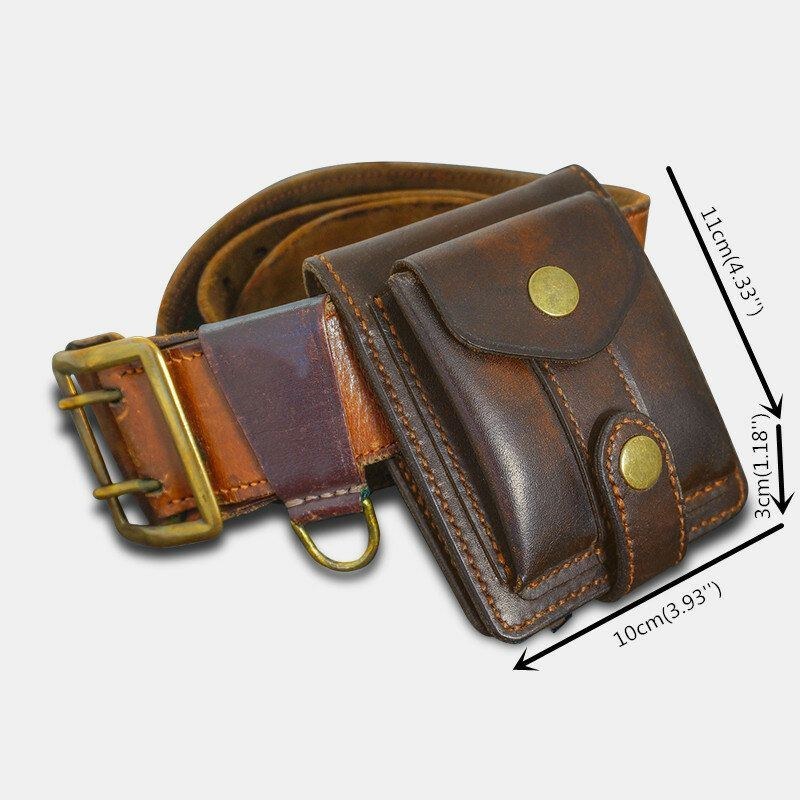 Herre Ægte Læder Bifold Multi-card Slot Kortholder Vintage Edc Mønttaske Bælteskede Tegnebog Taljetaske