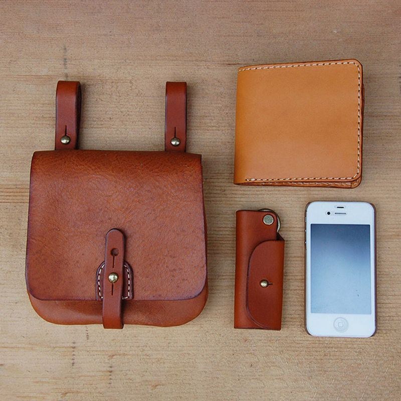 Herre Ægte Læder Edc Multifunktion Lighter Case 6.5 Tommer Telefontaske Taljetaske Bælteskede